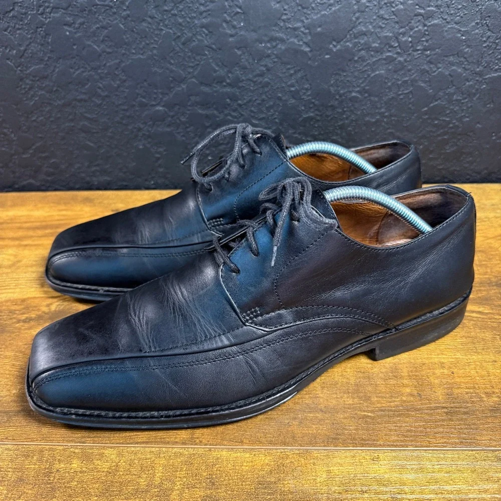 Johnston & Murphy NJ-6461 Black Leather‎ Bicycle Toe Oxford Mens Size 10 M